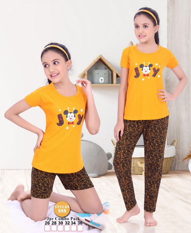 Orange 888 Latest Fancy Designer Kids Night Suits Collection